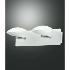Luminaires Fabas Luce Applique murale Fabas Luce Hale LED Chrome, Blanc, 2 lumières* Éclairage Led