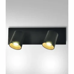 Luminaires Fabas Luce Applique murale Fabas Luce Modo Noir, 2 lumières* Spots Et Projecteurs