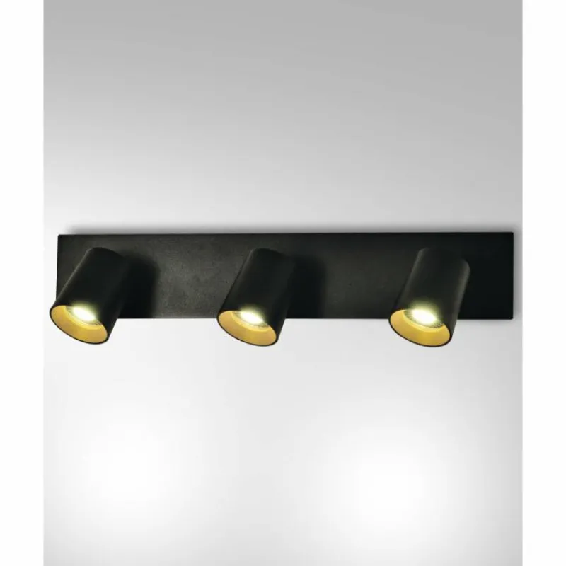 Luminaires Fabas Luce Applique murale Fabas Luce Modo Noir, 3 lumières* Spots Et Projecteurs