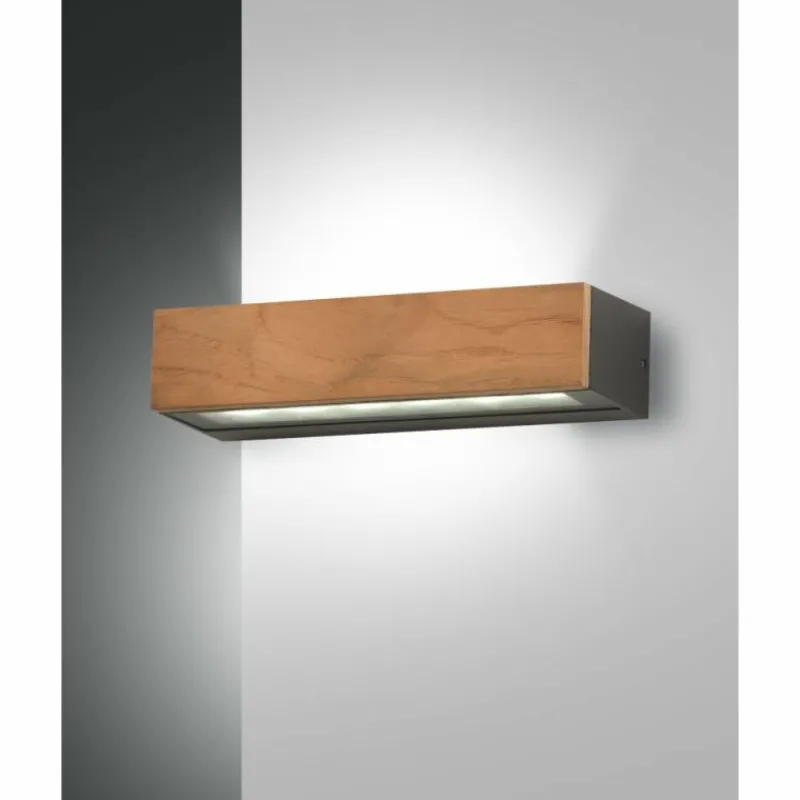 Lampes En Bois-Luminaires Fabas Luce Applique murale Fabas Luce Hazel LED Bois foncé, Noir, 1 lumière