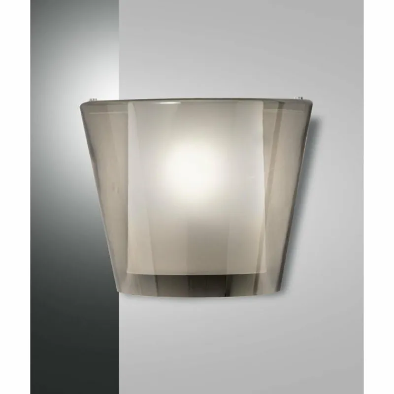 Suspension Verre Fumé-Luminaires Fabas Luce Applique murale Fabas Luce Viki Blanc, 1 lumière