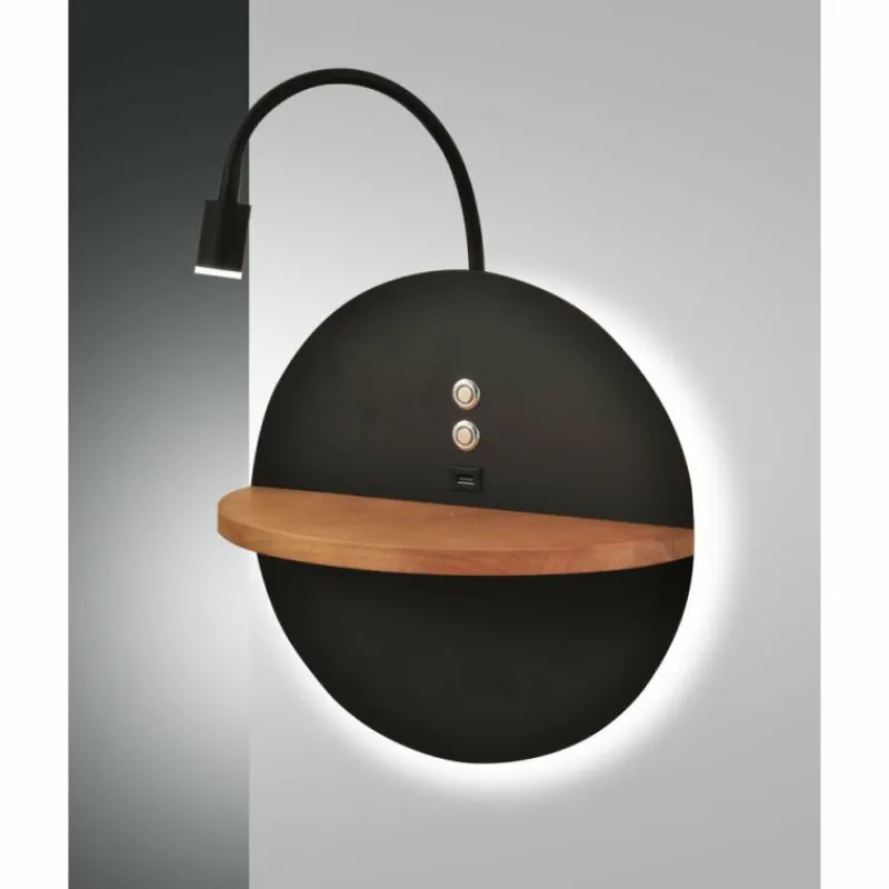 Lampes En Bois-Luminaires Fabas Luce Applique murale Fabas Luce Dual LED Écru, Noir, 2 lumières