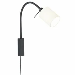 Lampes En Tissu-Luminaires Fischer & Honsel Applique murale Fischer & Honsel Maui Noir, 1 lumière