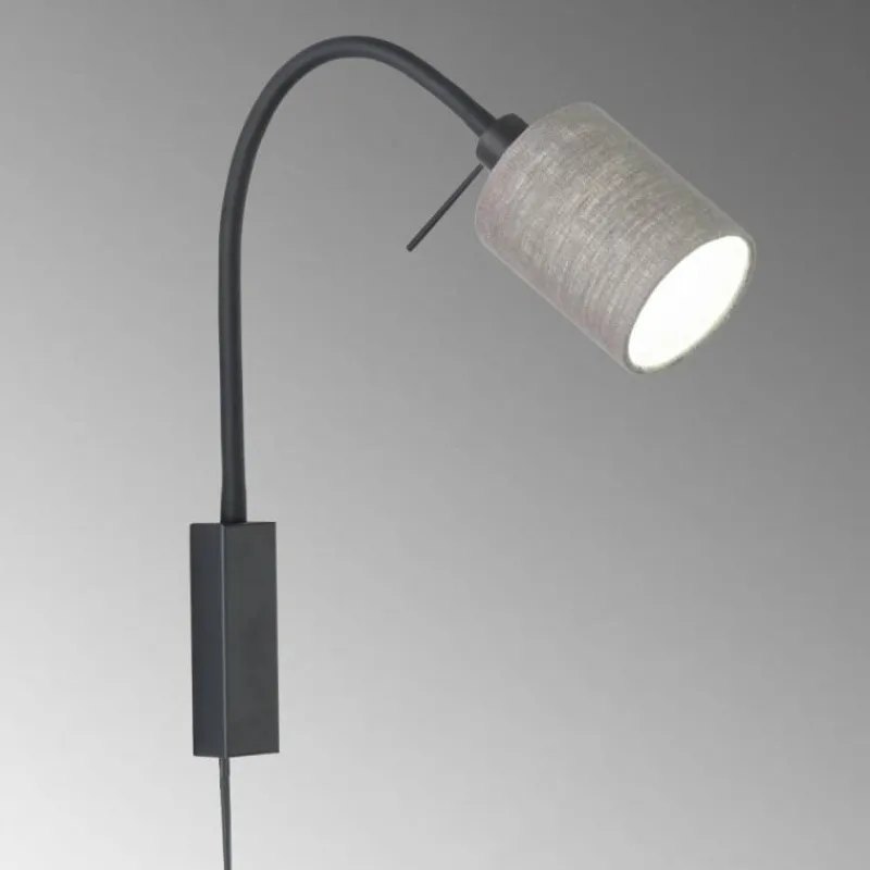 Lampes En Tissu-Luminaires Fischer & Honsel Applique murale Fischer & Honsel Maui Noir, 1 lumière