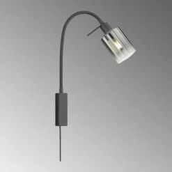 Suspension Verre Fumé-Luminaires Fischer & Honsel Applique murale Fischer & Honsel Iska Noir, 1 lumière