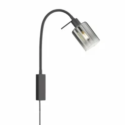 Suspension Verre Fumé-Luminaires Fischer & Honsel Applique murale Fischer & Honsel Iska Noir, 1 lumière