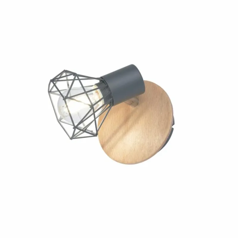 Lampes En Bois-Luminaires Fischer & Honsel Applique murale Fischer & Honsel Ran Gris, Couleur bois, 1 lumière