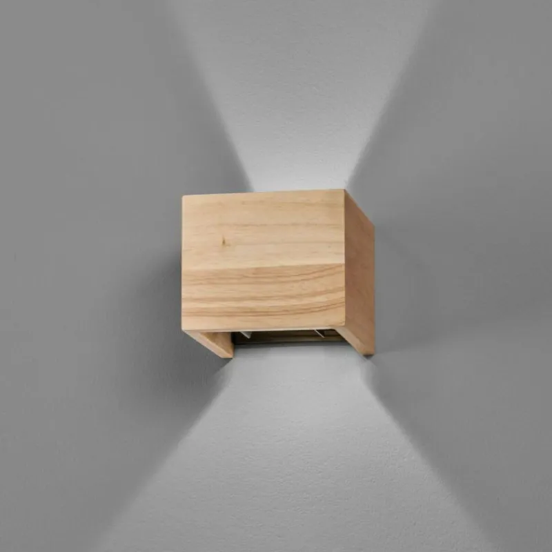 Lampes En Bois-Luminaires Fischer & Honsel Applique murale Fischer & Honsel Paloma LED Bois clair, 2 lumières