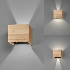 Lampes En Bois-Luminaires Fischer & Honsel Applique murale Fischer & Honsel Paloma LED Bois clair, 2 lumières