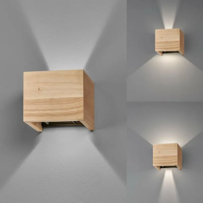 Lampes En Bois-Luminaires Fischer & Honsel Applique murale Fischer & Honsel Paloma LED Bois clair, 2 lumières