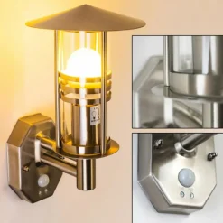 hofstein Applique murale FORLI Acier inoxydable, 1 lumière, Détecteur de mouvement