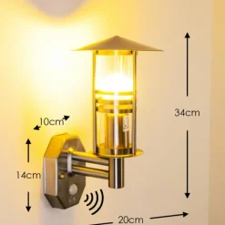 hofstein Applique murale FORLI Acier inoxydable, 1 lumière, Détecteur de mouvement