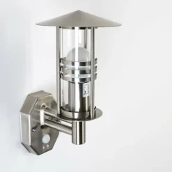 hofstein Applique murale FORLI Acier inoxydable, 1 lumière, Détecteur de mouvement