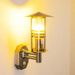 hofstein Applique murale FORLI Acier inoxydable, 1 lumière, Détecteur de mouvement