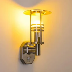 hofstein Applique murale FORLI Acier inoxydable, 1 lumière, Détecteur de mouvement