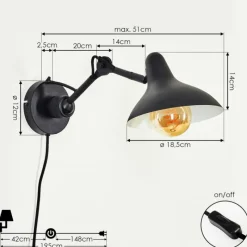 hofstein Applique murale Fort Noir, 1 lumière