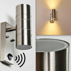 hofstein Applique murale Froslev LED Chrome, 2 lumières, Détecteur de mouvement