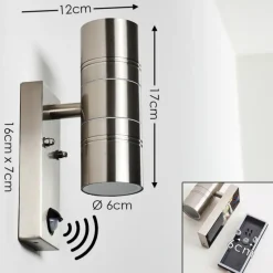 hofstein Applique murale Froslev LED Chrome, 2 lumières, Détecteur de mouvement