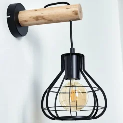 Lampes Vintages & Rétros-hofstein Applique murale Gainesville Bois clair, Noir, 1 lumière