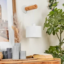 Lampes En Tissu-Luminaires Globo Lighting Applique murale Geelong Bois clair, Blanc, 1 lumière