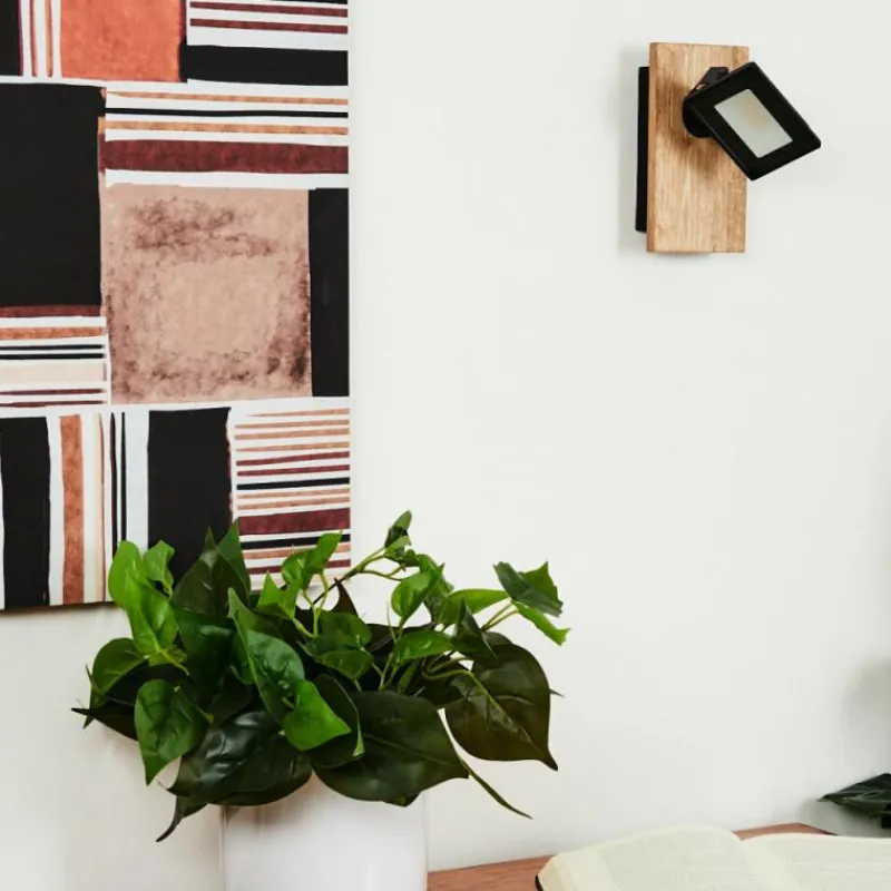 Lampes En Bois-hofstein Applique murale Giresta LED Brun, Noir, 1 lumière