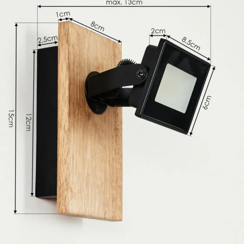 Lampes En Bois-hofstein Applique murale Giresta LED Brun, Noir, 1 lumière