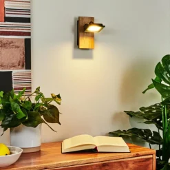 Lampes En Bois-hofstein Applique murale Giresta LED Brun, Noir, 1 lumière