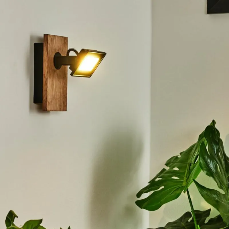 Lampes En Bois-hofstein Applique murale Giresta LED Brun, Noir, 1 lumière