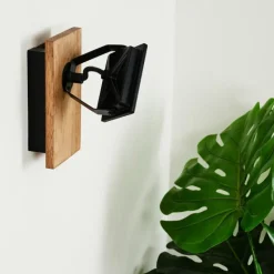 Lampes En Bois-hofstein Applique murale Giresta LED Brun, Noir, 1 lumière