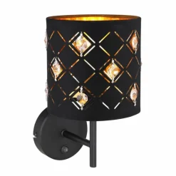 Lampes En Tissu-Luminaires Globo Lighting Applique murale Globo ABBEY Noir, 1 lumière