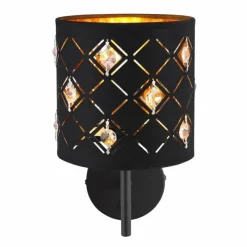 Lampes En Tissu-Luminaires Globo Lighting Applique murale Globo ABBEY Noir, 1 lumière