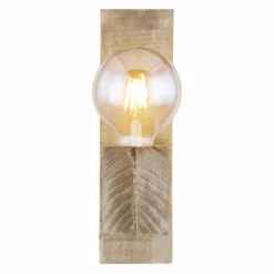 Luminaires Scandinaves-Luminaires Globo Lighting Applique murale Globo ADALIE Bois clair, Noir, 1 lumière