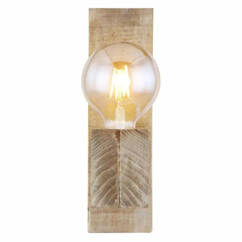 Luminaires Scandinaves-Luminaires Globo Lighting Applique murale Globo ADALIE Bois clair, Noir, 1 lumière