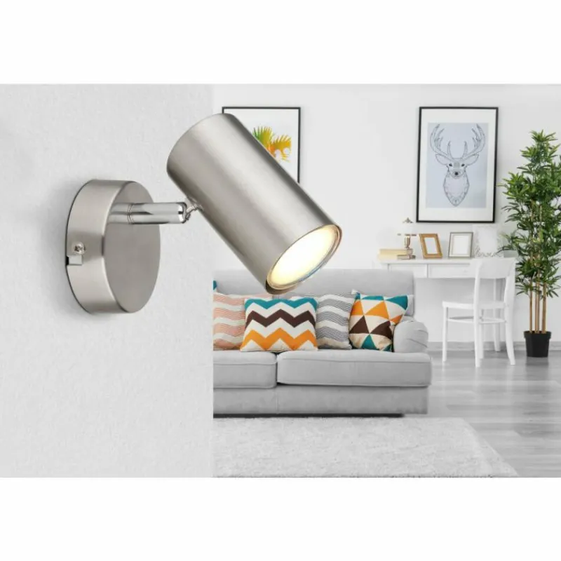 Luminaires Globo Lighting Applique murale Globo ALLVI Nickel mat, 1 lumière* Spots Et Projecteurs