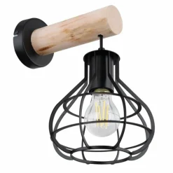 Lampes Vintages & Rétros-Luminaires Globo Lighting Applique murale Globo CLASTRA Bois clair, Noir, 1 lumière