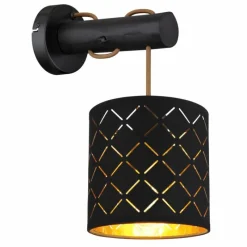 Lampes En Tissu-Luminaires Globo Lighting Applique murale Globo CLARKE Noir, 1 lumière
