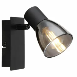 Suspension Verre Fumé-Luminaires Globo Lighting Applique murale Globo CLAUDE Noir, 1 lumière