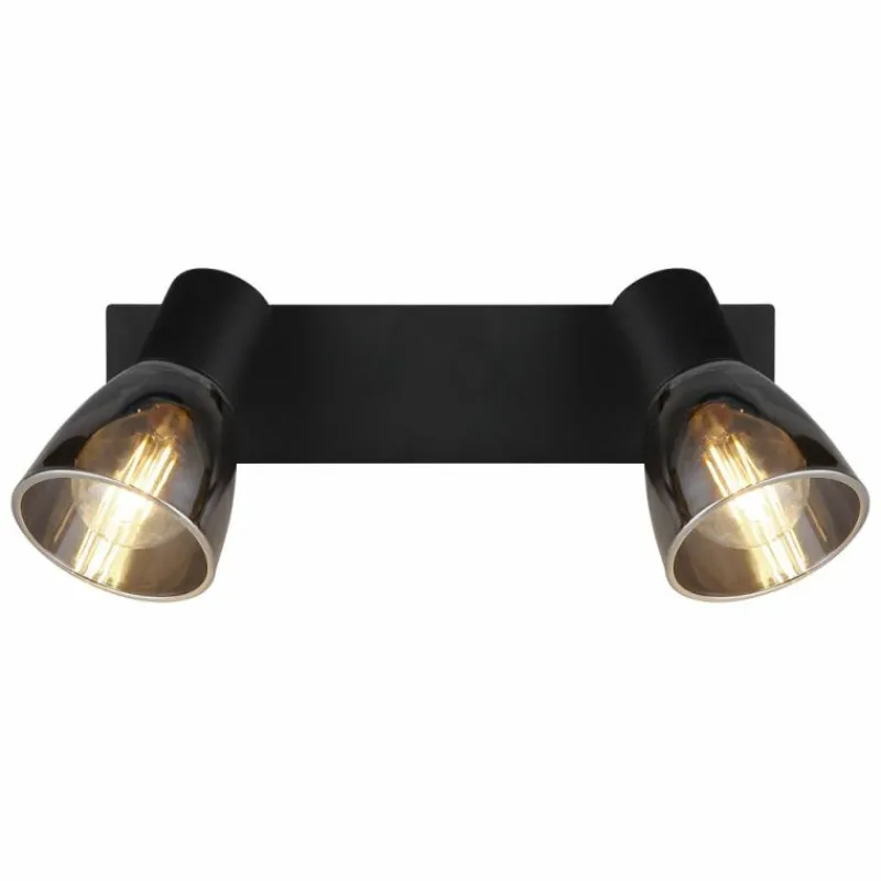 Suspension Verre Fumé-Luminaires Globo Lighting Applique murale Globo CLAUDE Noir, 2 lumières