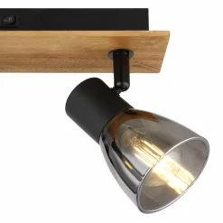 Suspension Verre Fumé-Luminaires Globo Lighting Applique murale Globo CLAUDE Bois foncé, Noir, 2 lumières