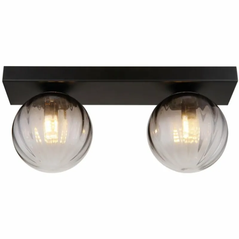Suspension Verre Fumé-Luminaires Globo Lighting Applique murale Globo DALLERTA Noir, 2 lumières