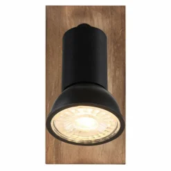 Lampes En Bois-Luminaires Globo Lighting Applique murale Globo DREW Brun, Noir, 1 lumière