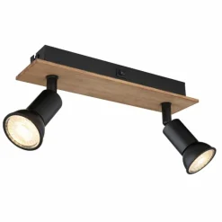 Lampes En Bois-Luminaires Globo Lighting Applique murale Globo DREW Brun, Noir, 2 lumières