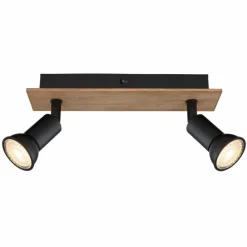 Lampes En Bois-Luminaires Globo Lighting Applique murale Globo DREW Brun, Noir, 2 lumières