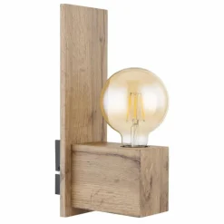 Lampes En Bois-Luminaires Globo Lighting Applique murale Globo ERNA Bois clair, Noir, 1 lumière