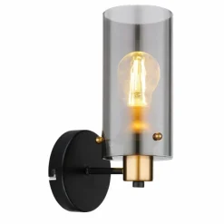 Suspension Verre Fumé-Luminaires Globo Lighting Applique murale Globo FANNI Laiton, Noir, 1 lumière