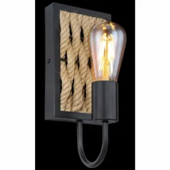 Style Boho-Chic-Luminaires Globo Lighting Applique murale Globo HALIA Noir, 1 lumière