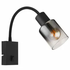 Suspension Verre Fumé-Luminaires Globo Lighting Applique murale Globo HUBERTUS Noir, 1 lumière