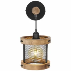 Lampes En Bois-Luminaires Globo Lighting Applique murale Globo JEANIE Bois foncé, Noir, 1 lumière