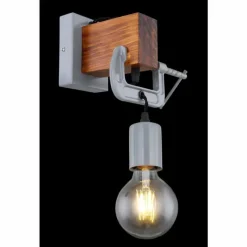 Lampes En Bois-Luminaires Globo Lighting Applique murale Globo LUDI Gris, Bois foncé, 1 lumière