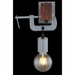 Lampes En Bois-Luminaires Globo Lighting Applique murale Globo LUDI Gris, Bois foncé, 1 lumière